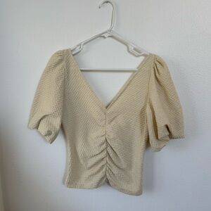 Free People Cream Puff Sleeved Top